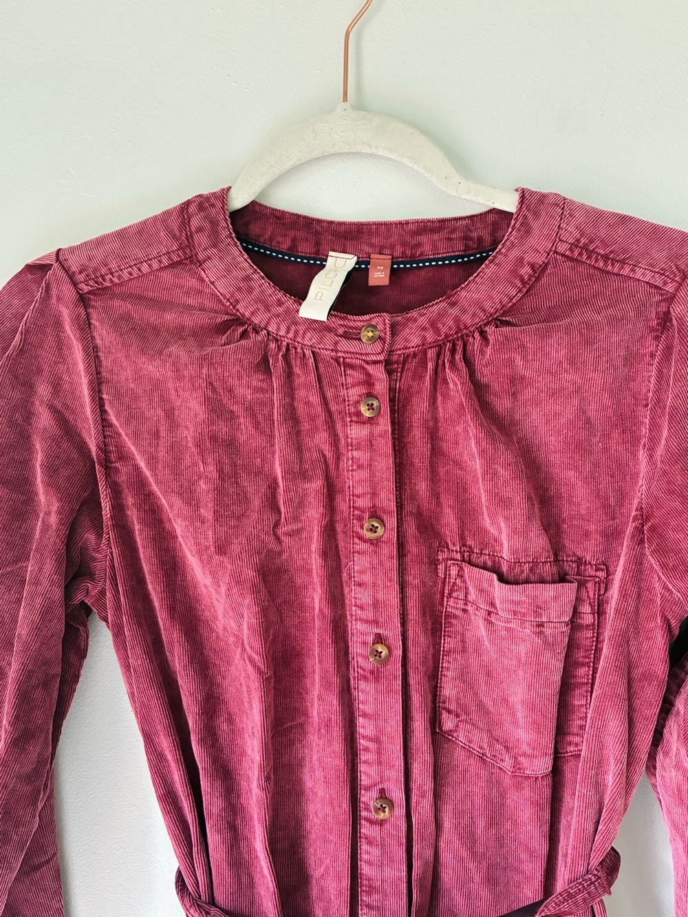 Anthropologie Pilcro Marta Tiered Corduroy Midi Dress Mauve Berry Pink Size XS - Picture 5 of 8